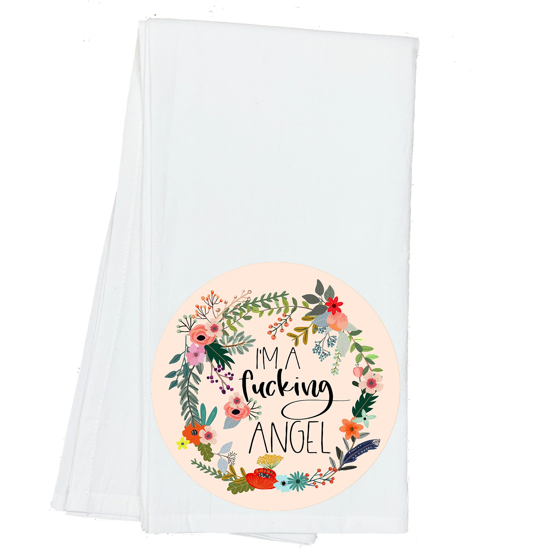 I'm a Fucking Angel Floral Towel