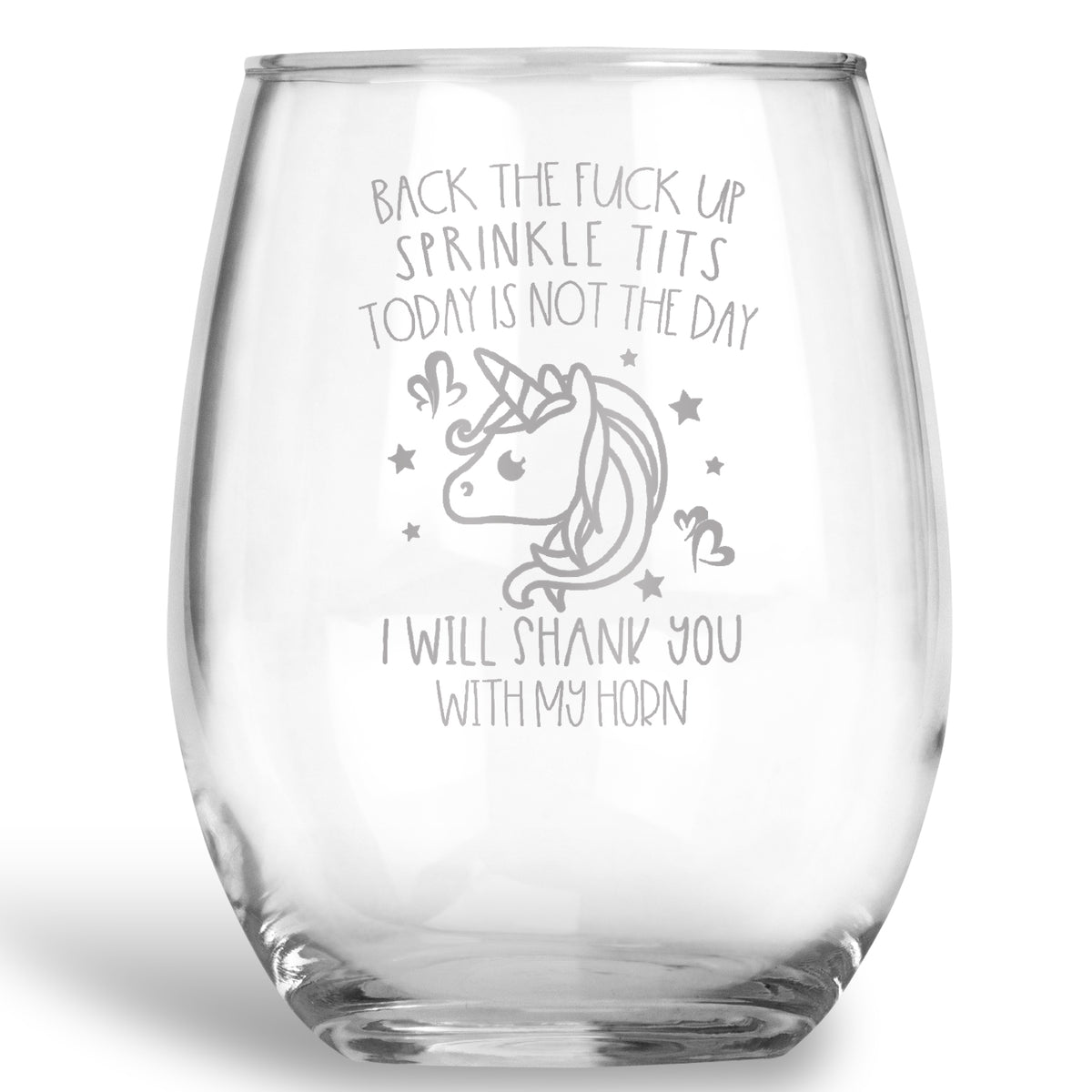 Back the Fuck up Sprinkle Tits Stemless Wine Glass