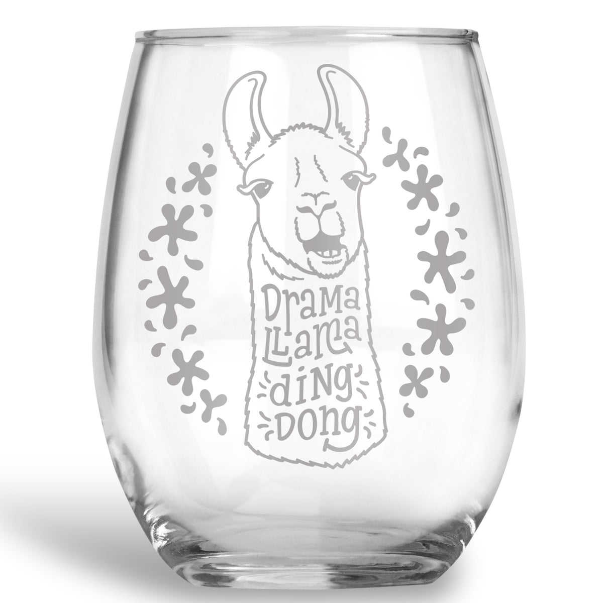 Drama llama Ding Dong Stemless Wine Glass