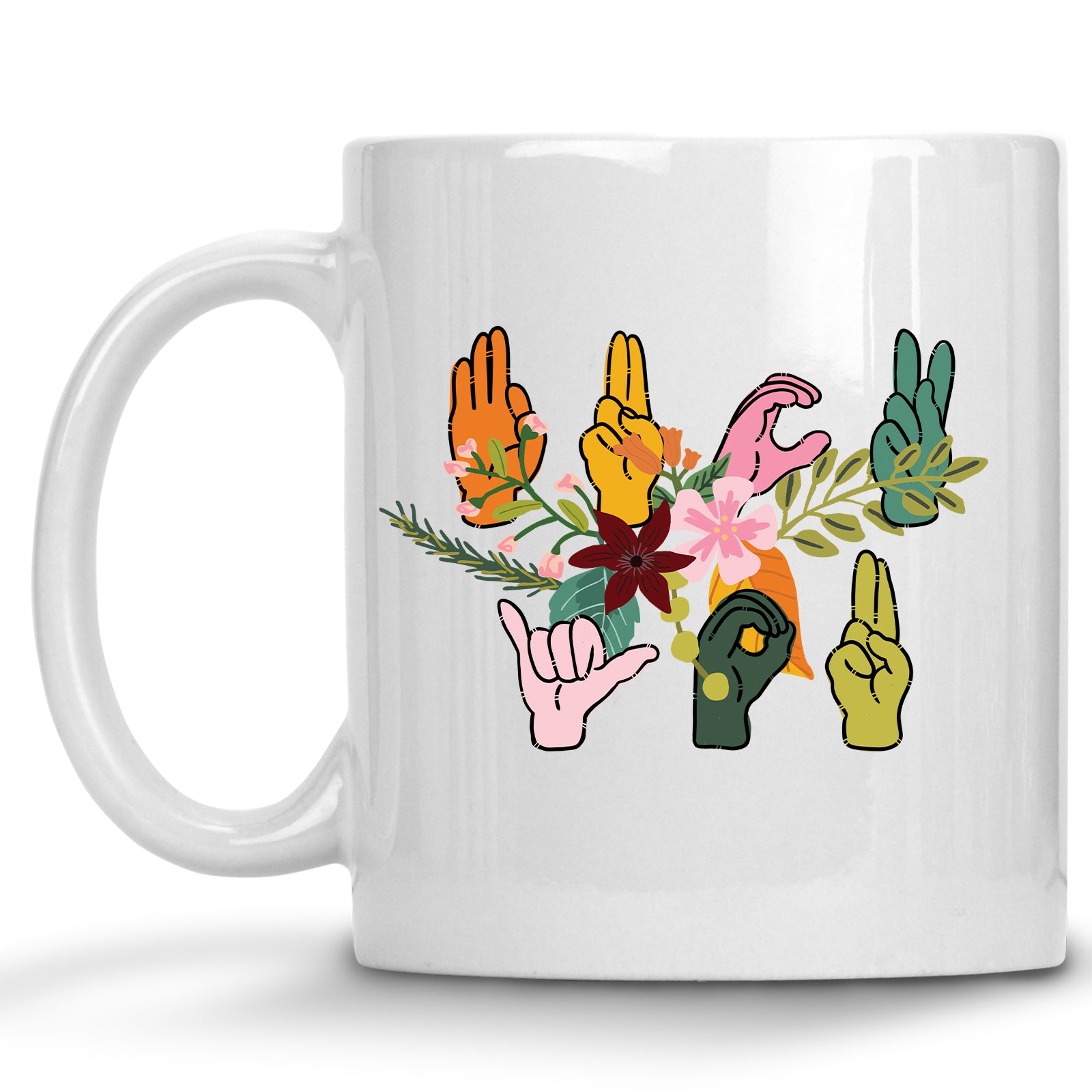 Floral Fuck You Sign Language Mug