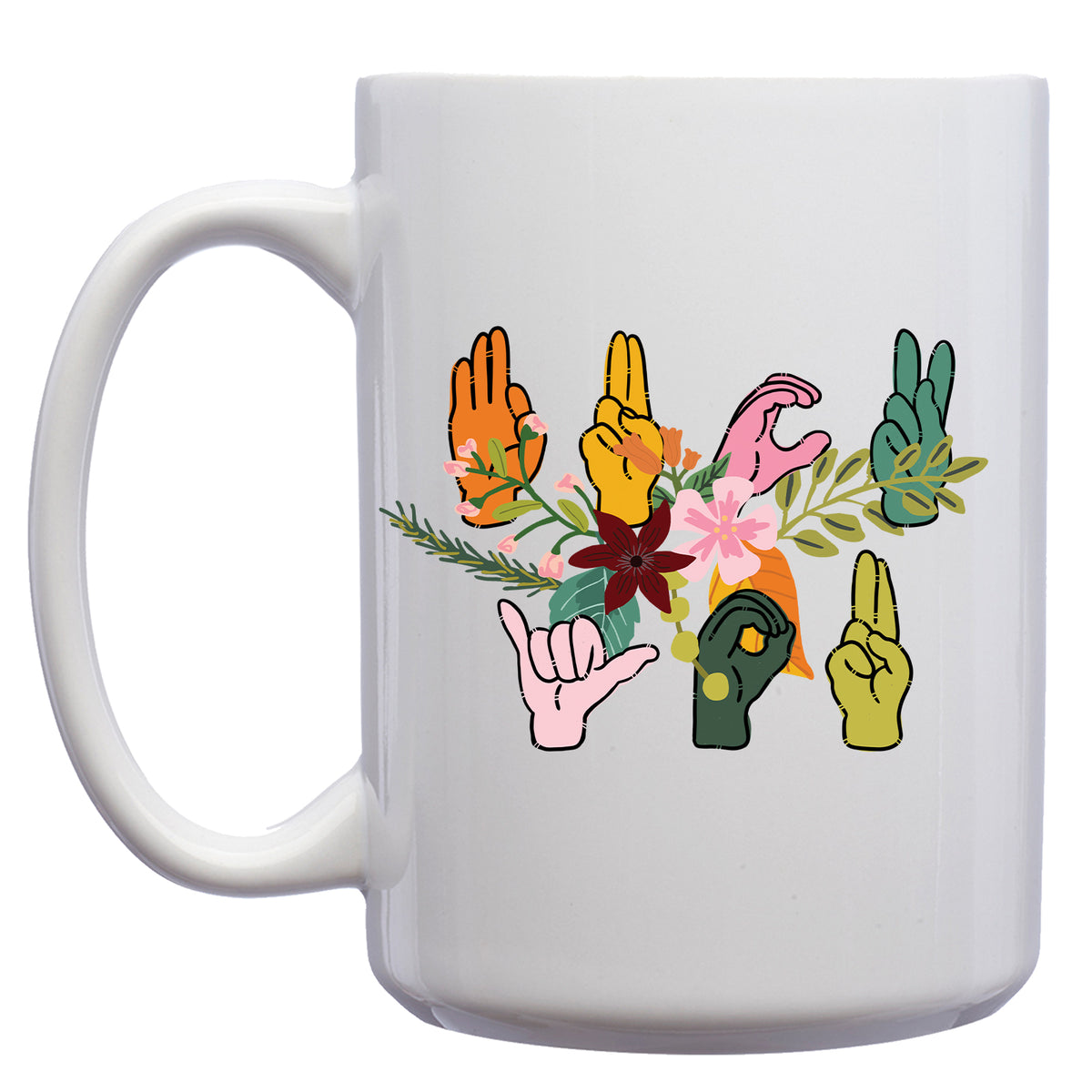 Floral Fuck You Sign Language Mug