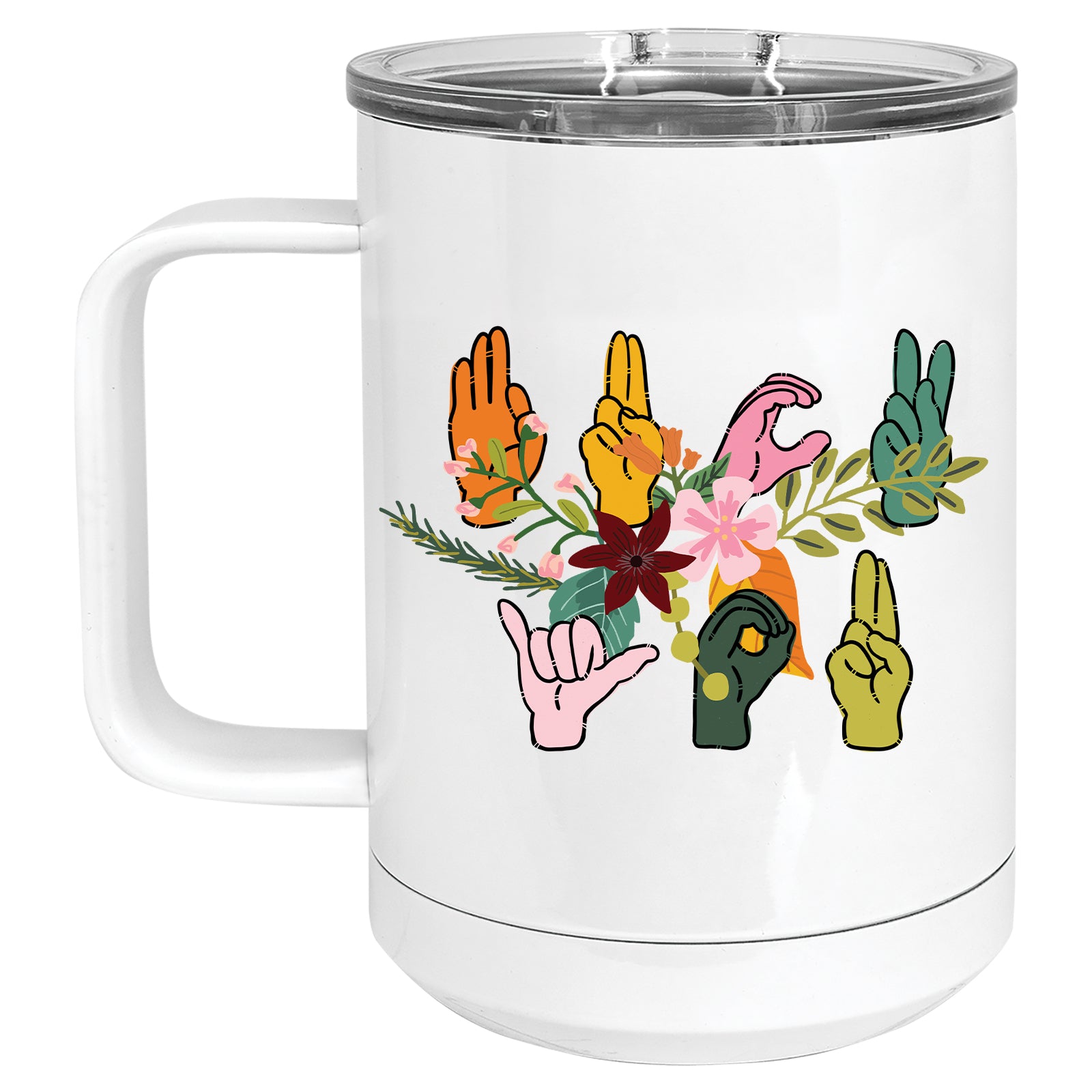 Floral Fuck You Sign Language Mug