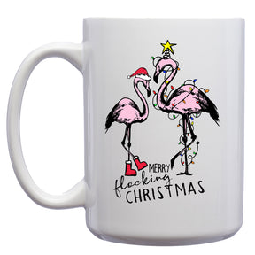 Merry Flocking Christmas Flamingo Mug