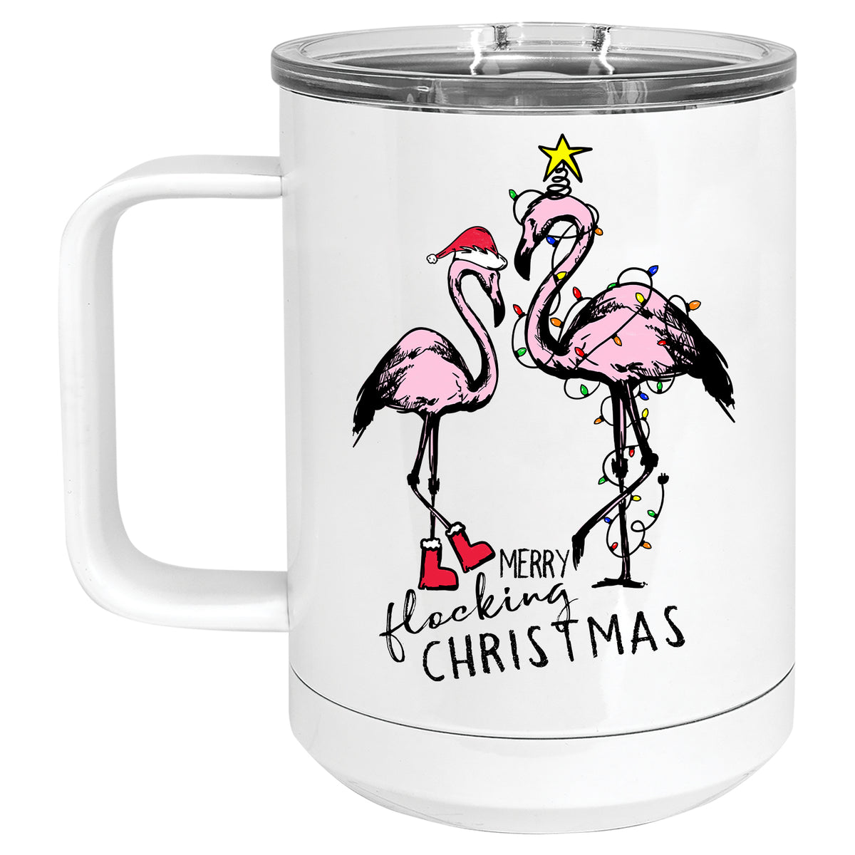 Merry Flocking Christmas Flamingo Mug