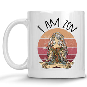 I am Zen Retro Yoga Middle Finger Mug